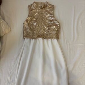 Elegant Gold and White Kids Dress